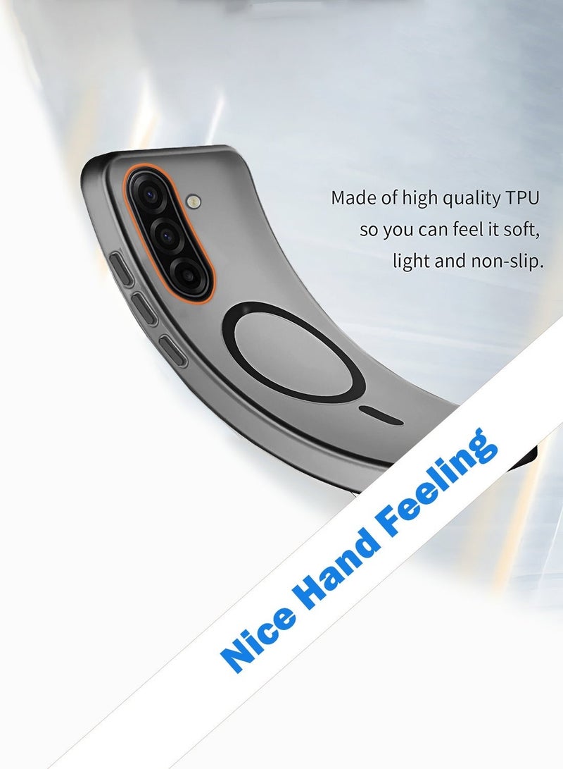 دبليو تيك غطاء هاتف سامسونج جالاكسي A57 5G 2026 هجين شبه شفاف مع ماجسيف للشحن المغناطيسي وارتفاع حول الكاميرا لمظهر أنيق (MCMPMN) - أسود - Image 3